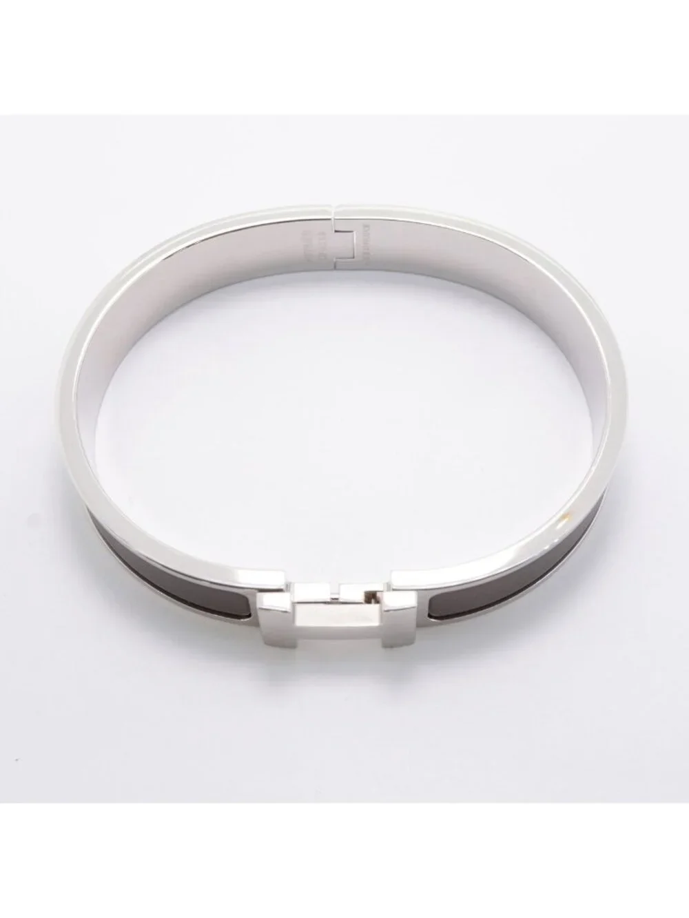 Hermes Bangle Clic HH Metal Silver Gray Bracelet